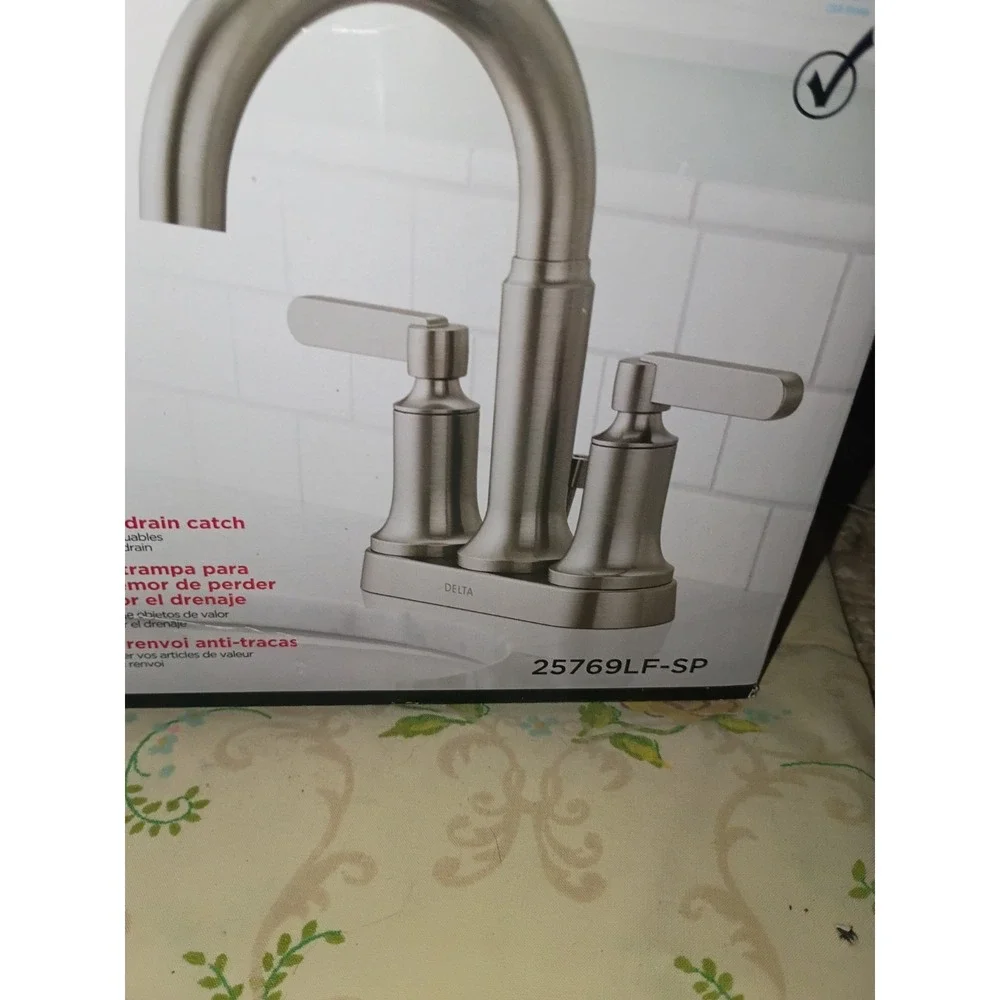Delta 25769LF-SP Alux SpotShield Brushed Nickel 2-handle 4-in Centerset Bathroom